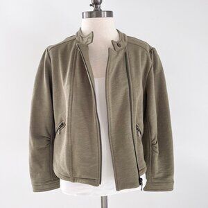 Leallo Moto Jacket French Terry Size Small Olive Green
